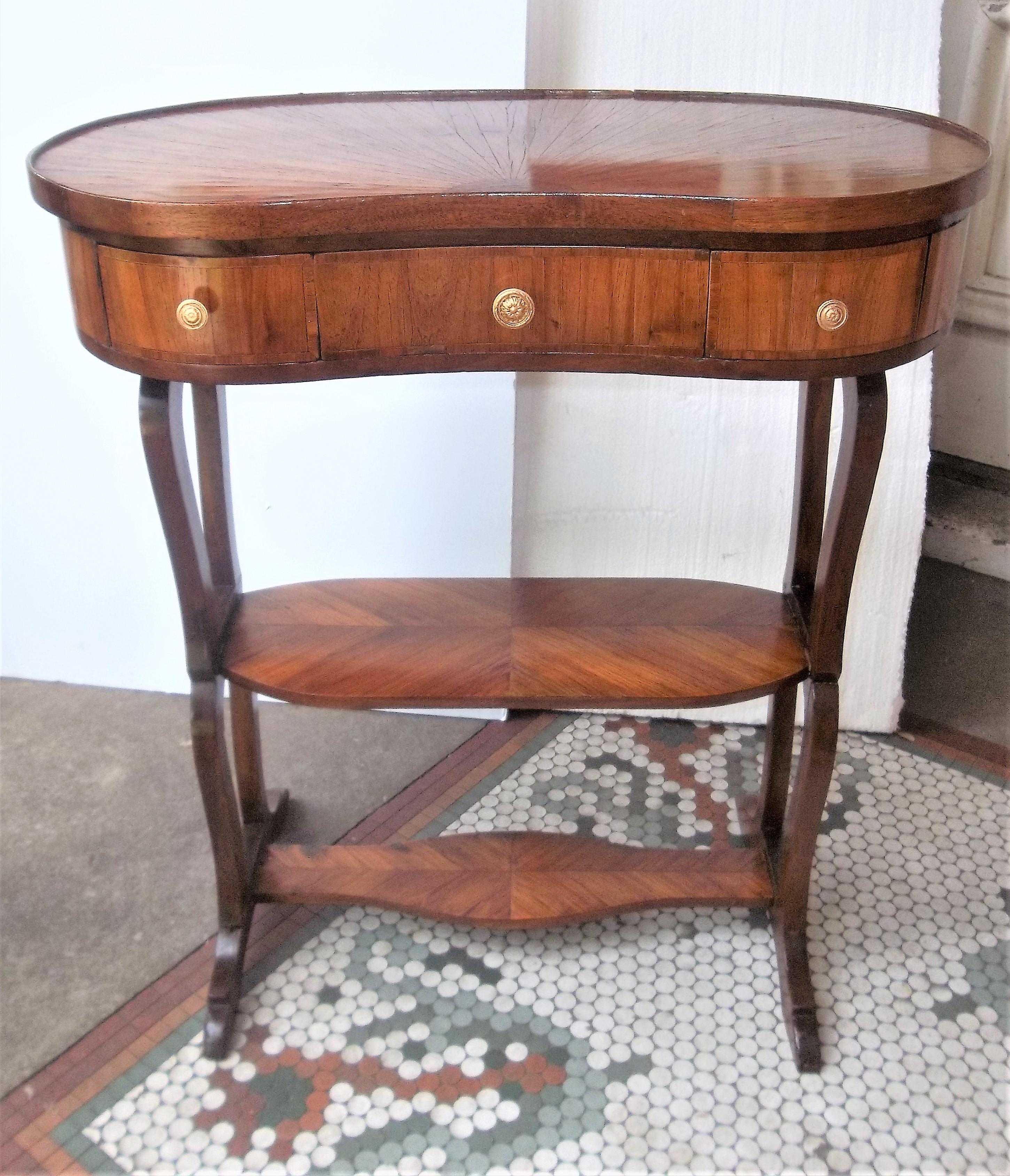 Louis Xvi Style Tulipwood Three-Tiered Desk or Dressing Table with Sunburst Top 2