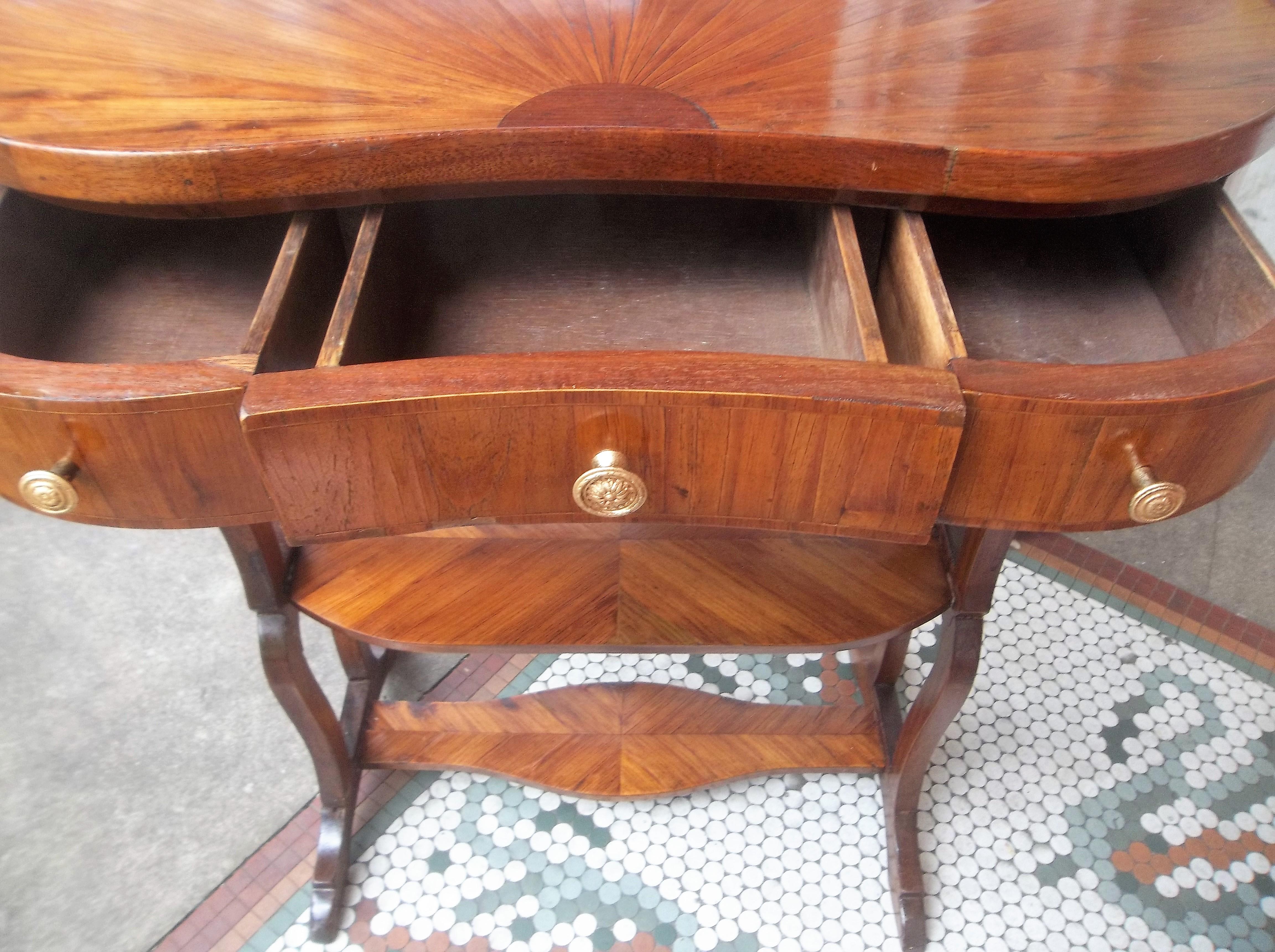 Louis Xvi Style Tulipwood Three-Tiered Desk or Dressing Table with Sunburst Top 3