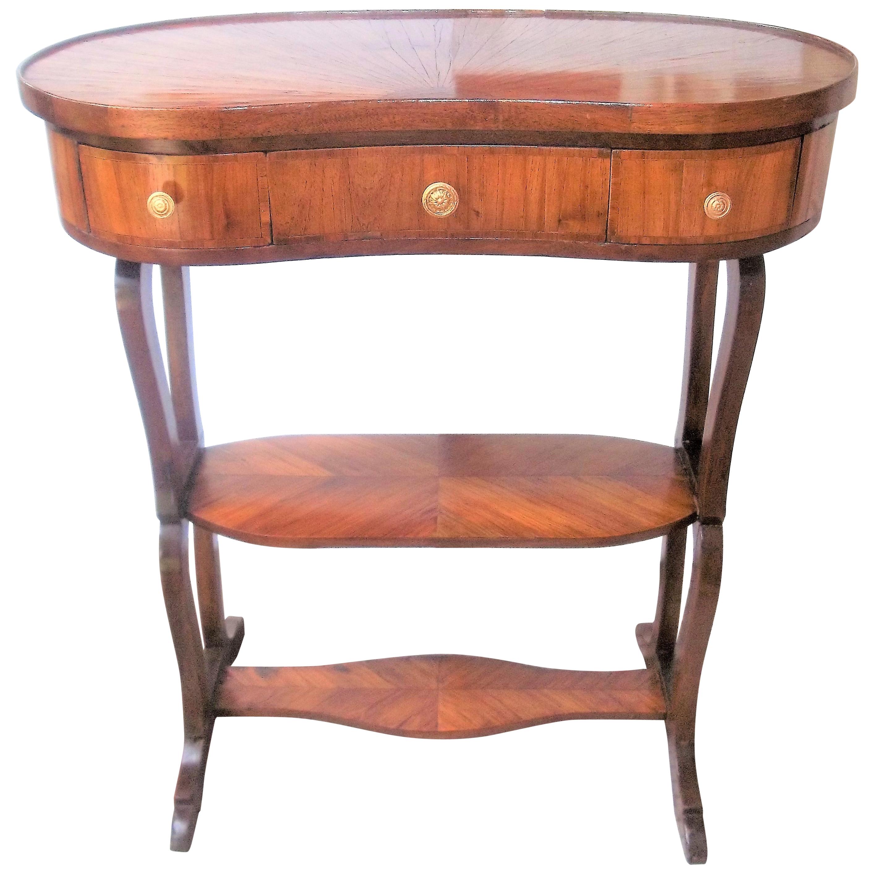 Louis Xvi Style Tulipwood Three-Tiered Desk or Dressing Table with Sunburst Top