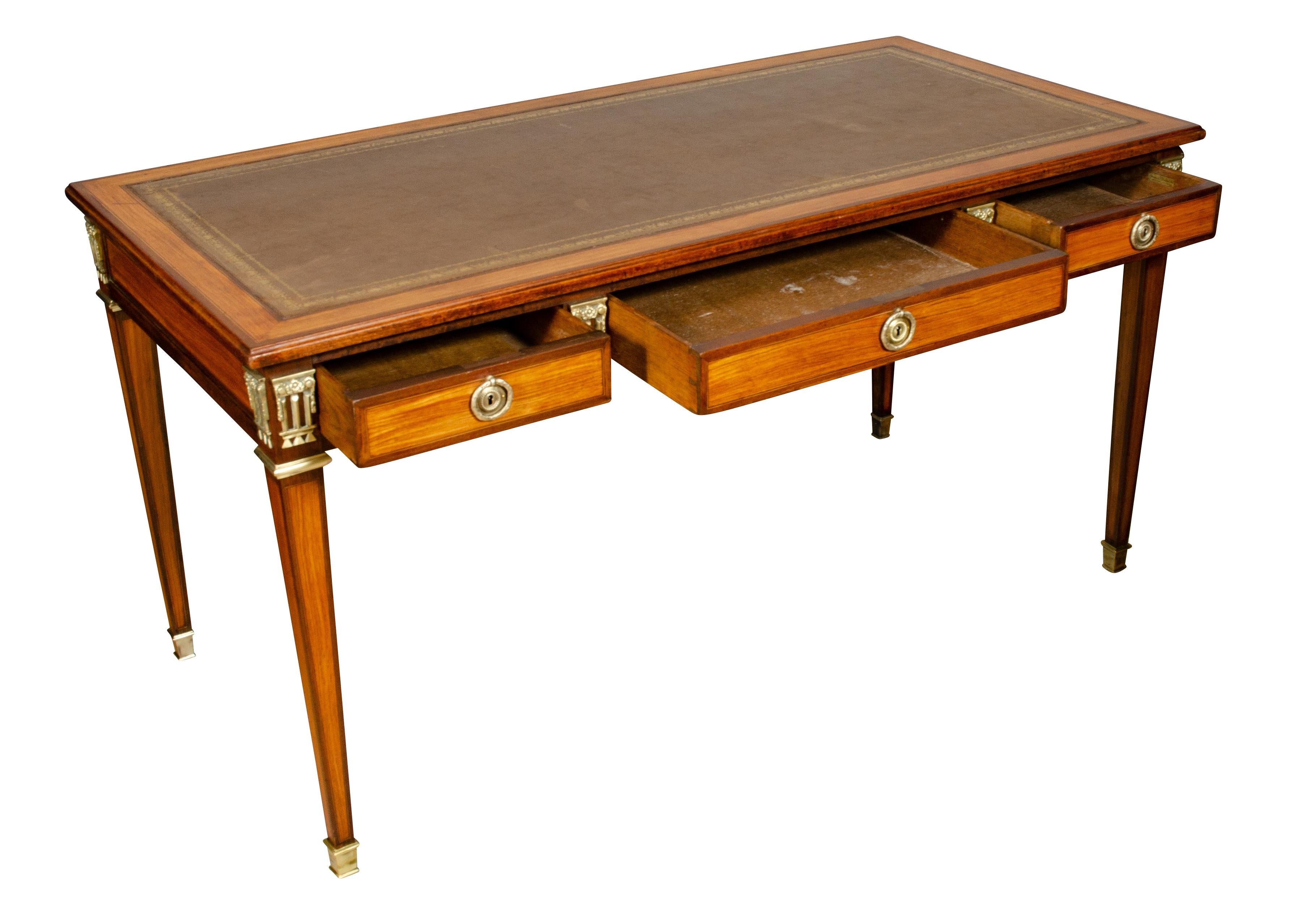 Louis XVI Style Tulipwood Writing Table In Good Condition In Essex, MA