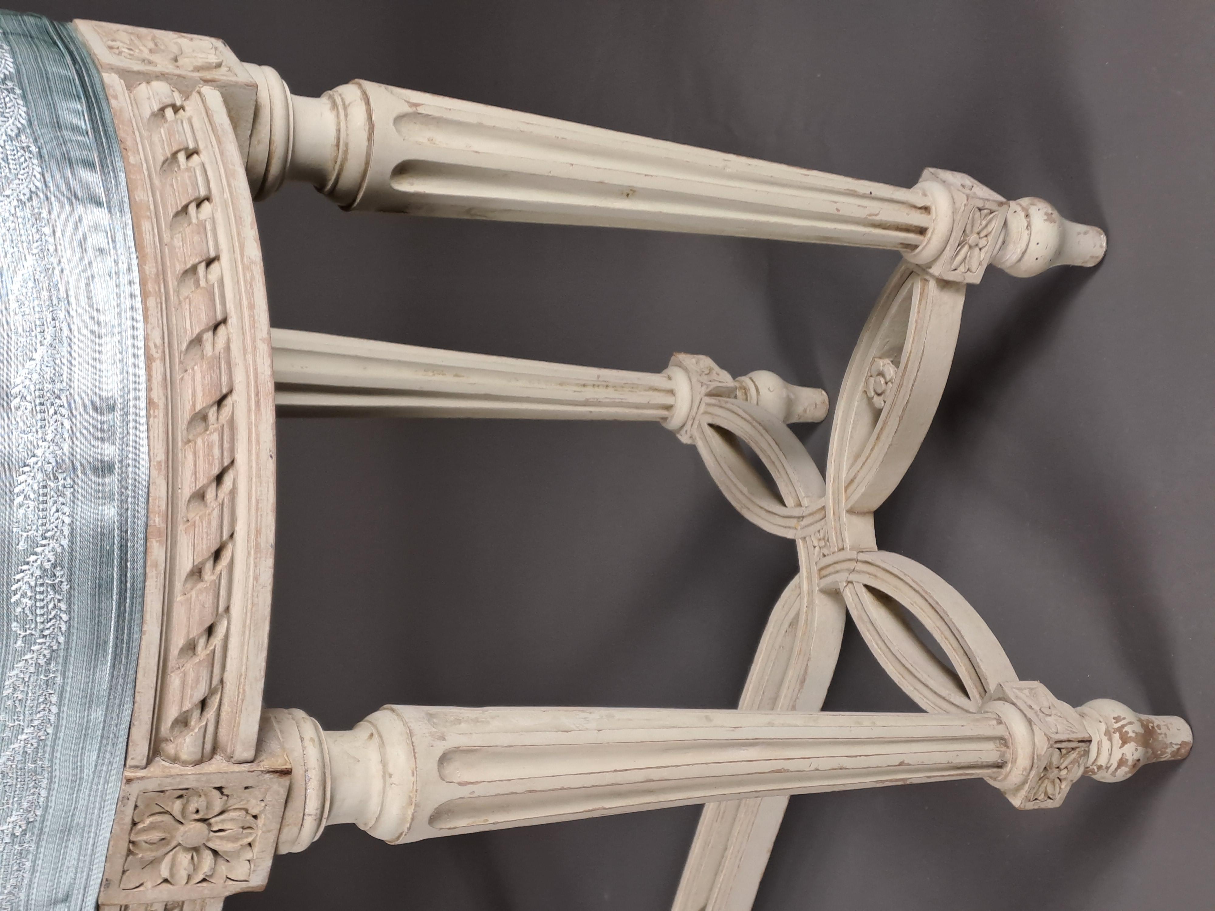 Louis XVI Style Two-seater Piano Bench In Gray Lacquered Wood In Good Condition In BARSAC, FR