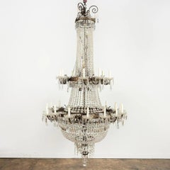 Louis XVI Style Two Tier Bronze & Crystal Chandelier