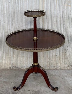 Louis XVI Style Two-Tier Mahogany Bouillotte Round Table in Style of Jansen