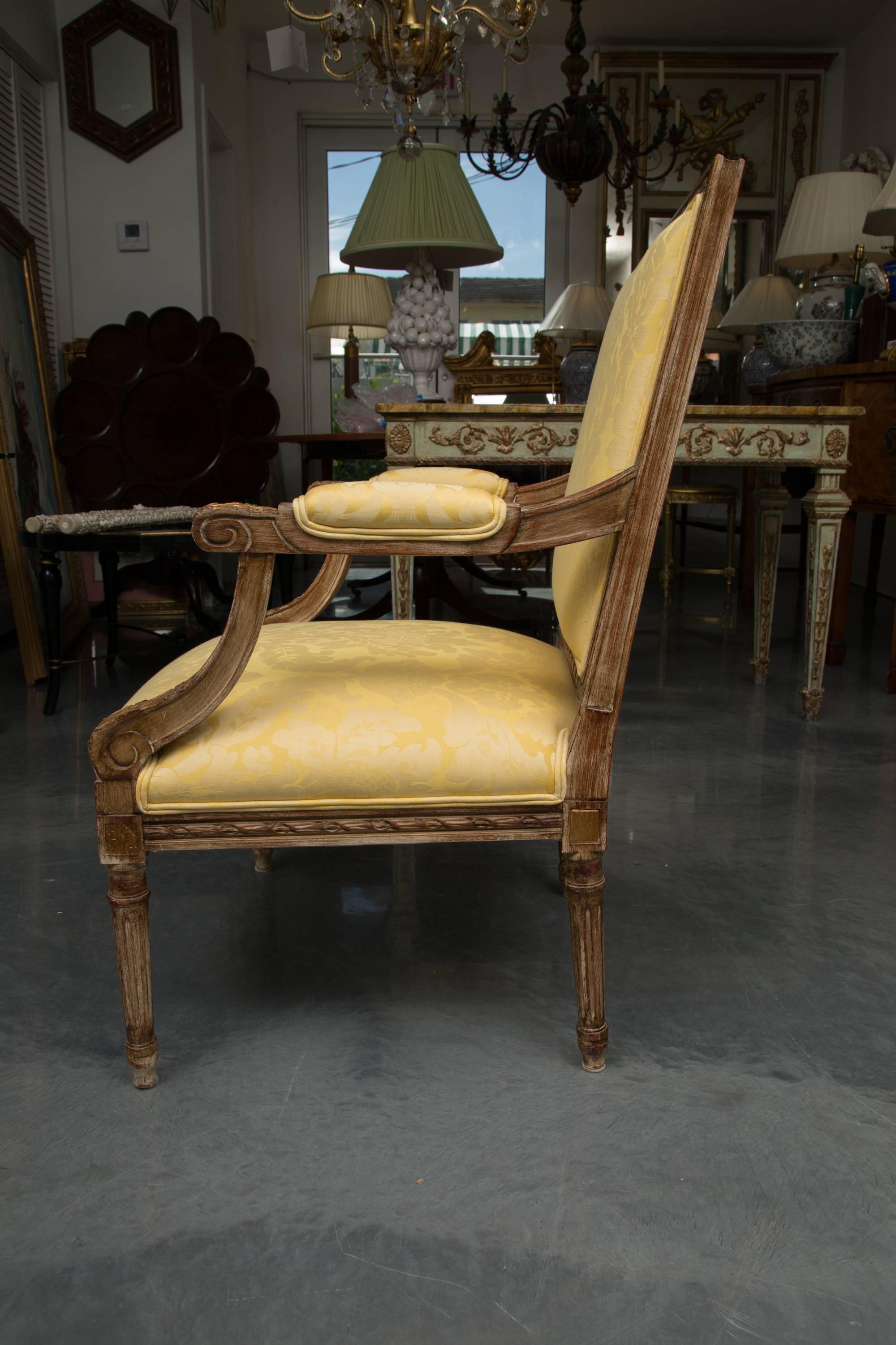 Woodwork Louis XVI Style Upholstered Armchair