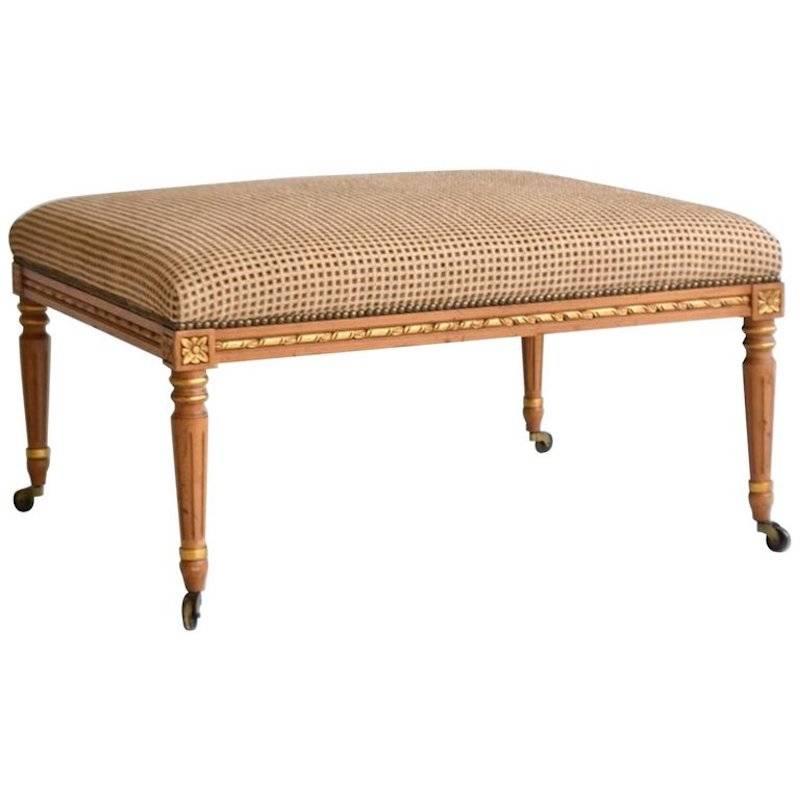 Cotton Louis XVI Style Upholstered Bench or Cocktail Table For Sale