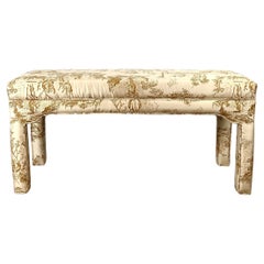 Louis XVI Style Upholstered Bench with French Toile Fabric Louis XVI Style Upholstered Bench with French Toile Fabric