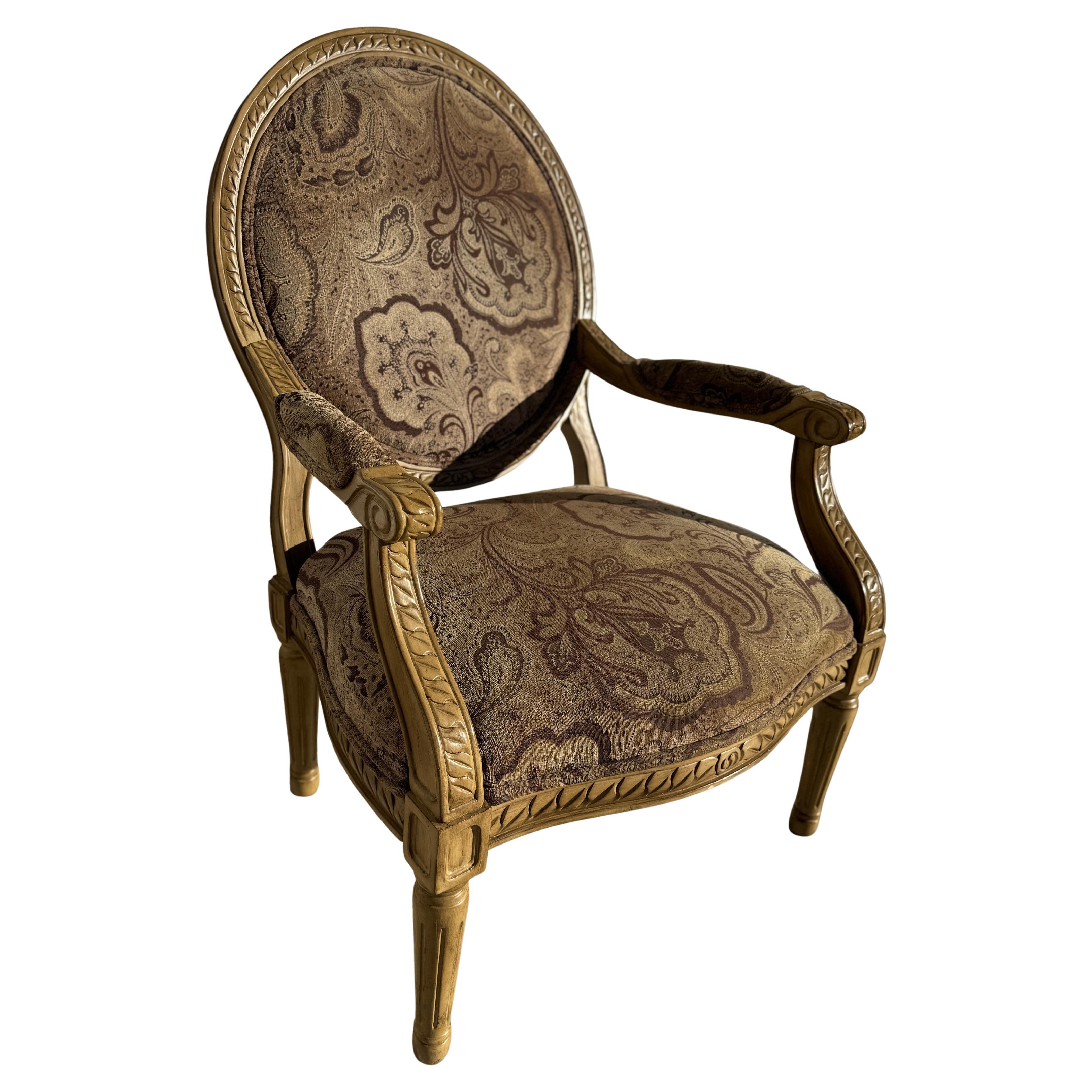 Louis XVI Style Upholstered Bergere For Sale