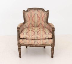 Louis XVI Style Upholstered Children's Bergere with Painted Frame