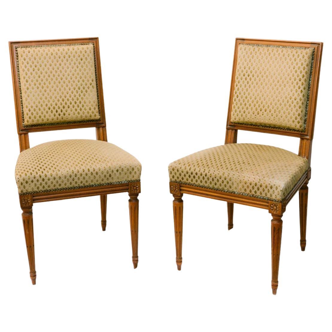 Louis XVI Style Upholstered Dining Chairs, Set of 6 For Sale
