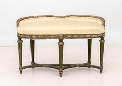 Louis XVI Style Upholstered Distressed Window Seat