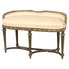 Louis XVI Style Upholstered Distressed Window Seat