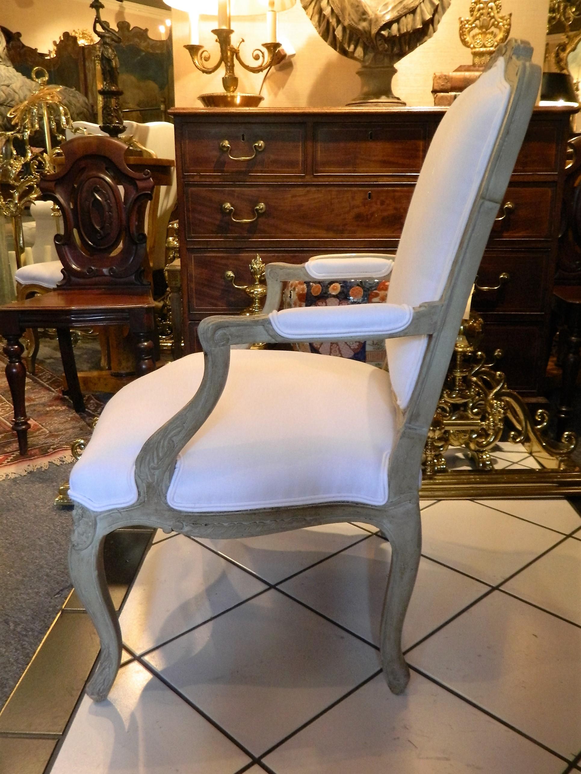 Louis XVI Style Upholstered Open Armchair, Early 20th Century For Sale 1