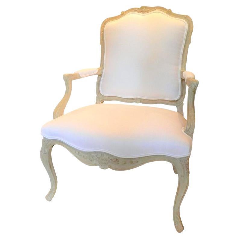Louis XVI Style Upholstered Open Armchair, Early 20th Century