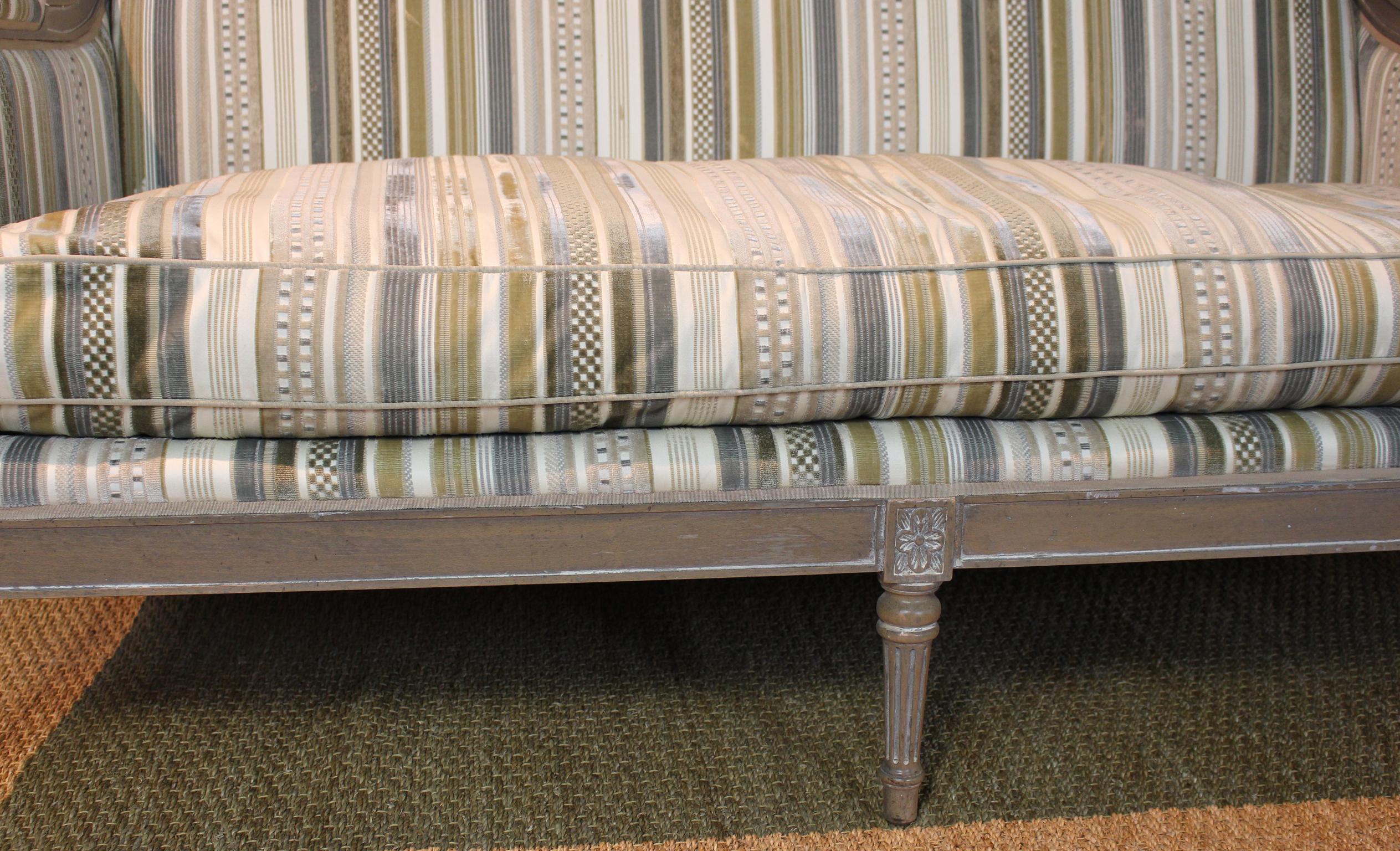 Louis XVI Style Upholstered Sofa or Bench 6