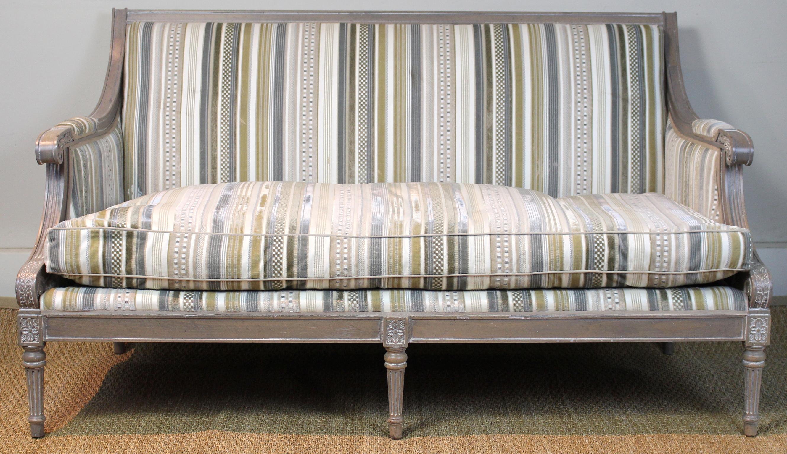 Unknown Louis XVI Style Upholstered Sofa or Bench