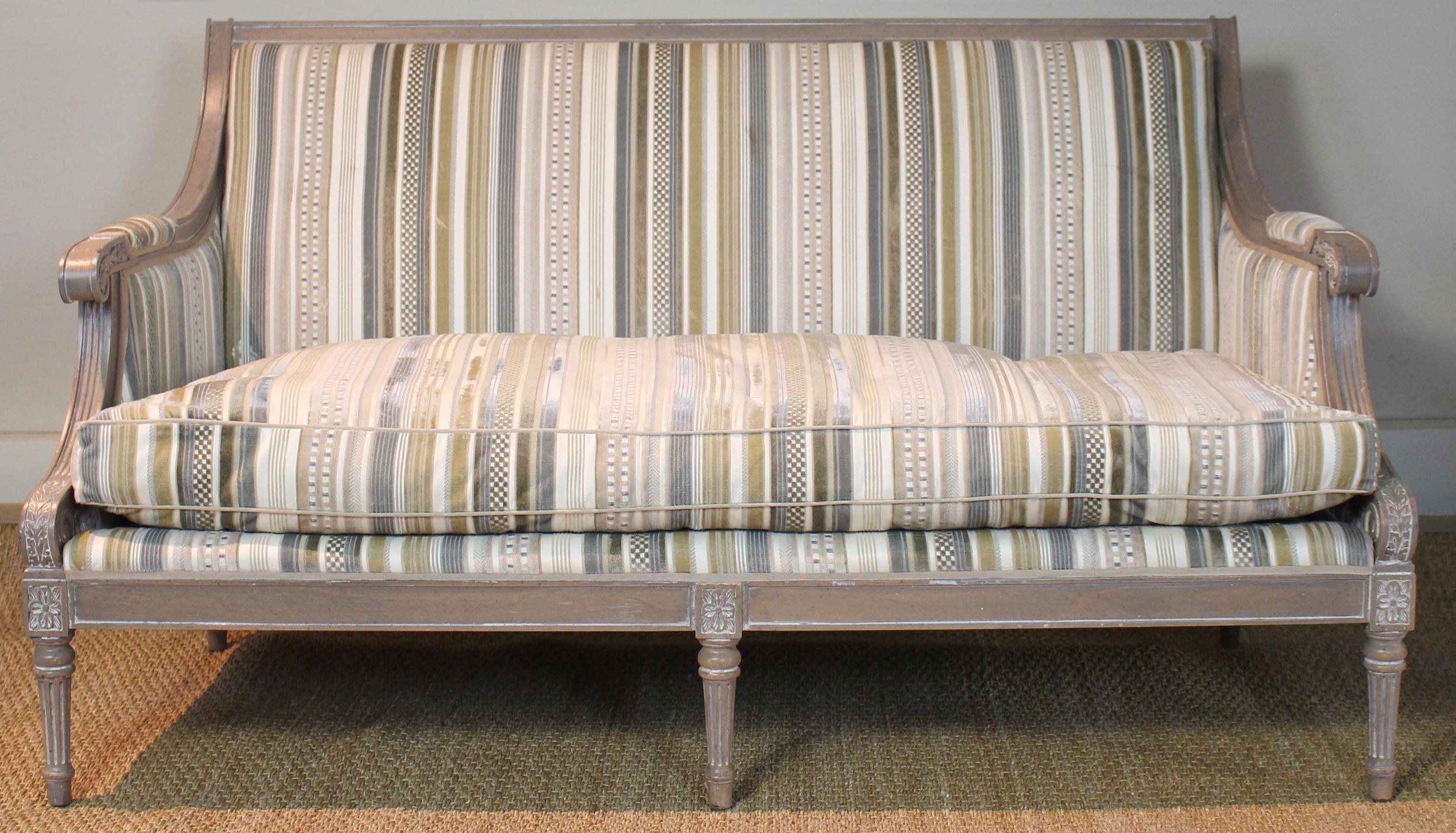 Louis XVI Style Upholstered Sofa or Bench 4