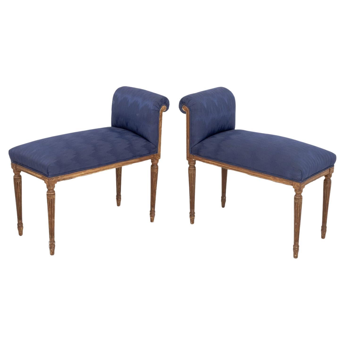Louis XVI Style Upholstered Window Seats, Pair en vente