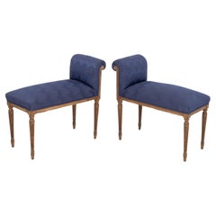 Louis XVI Style Upholstered Window Seats, Pair