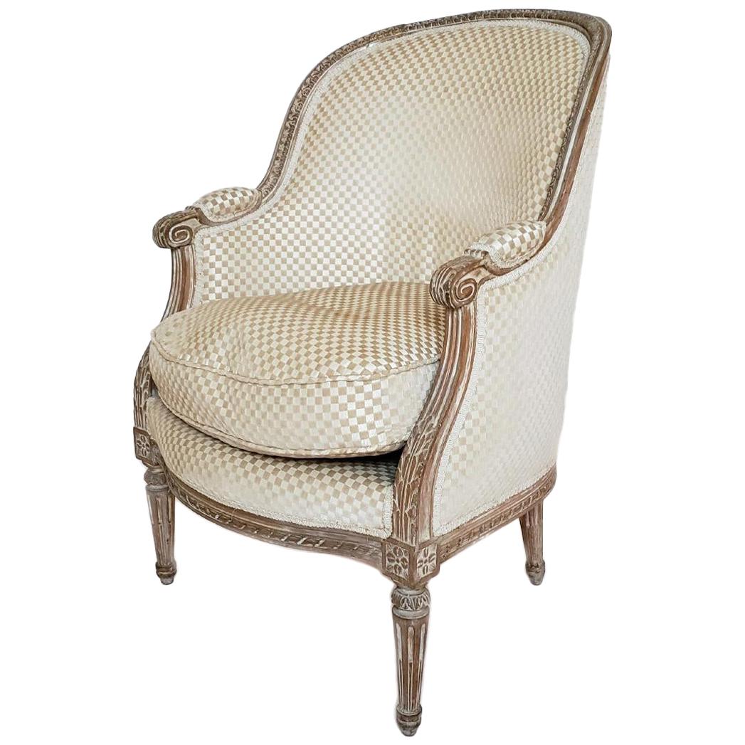 Louis XVI Style Velvet Barrel Back Chair