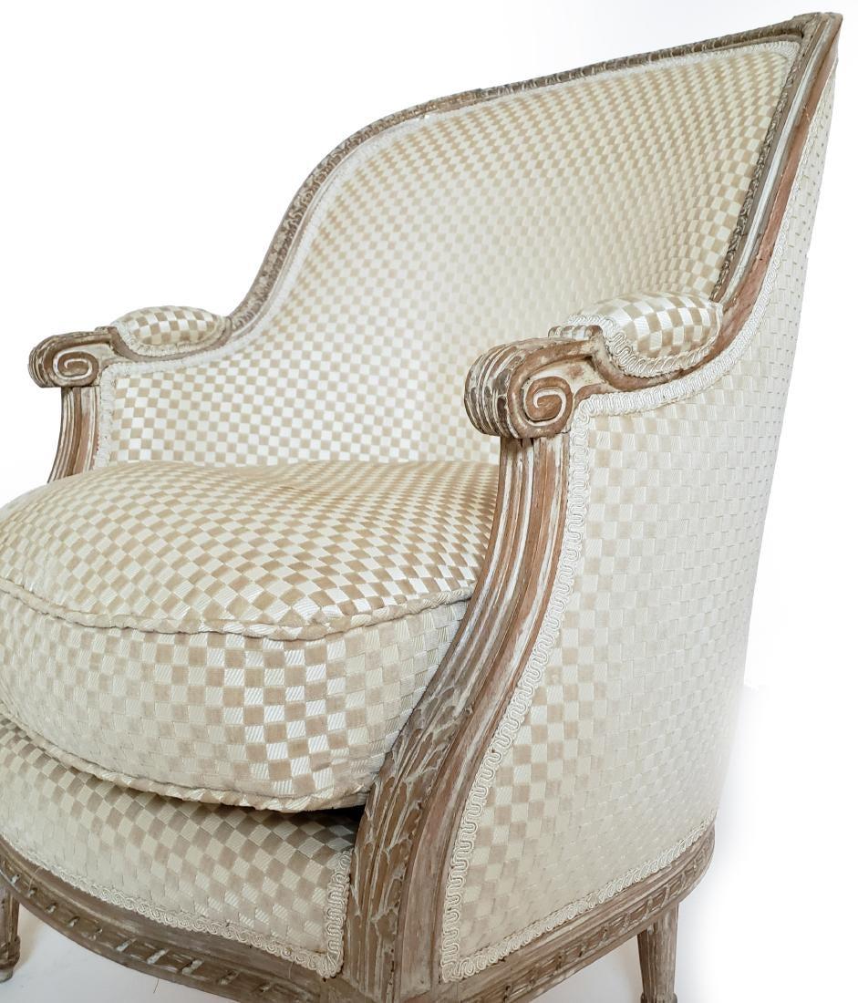20th Century Louis XVI Style Velvet Barrel Back Chair
