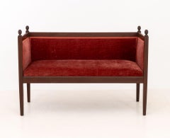 Louis XVI Style Velvet Upholstered Mahogany Sofa