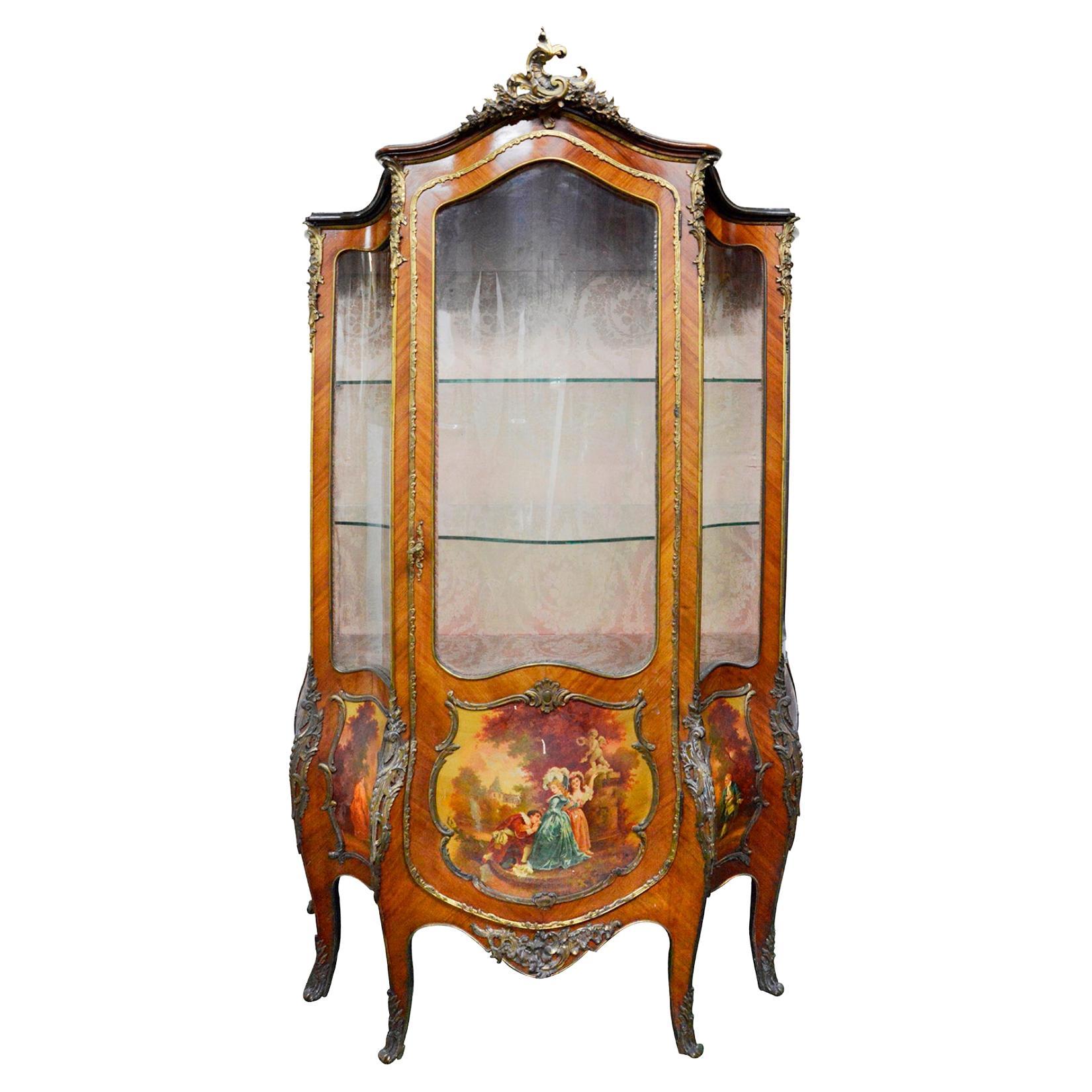 Vitrine im Stil Louis XVI. Vernis Martin, um 1890 im Angebot