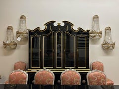 Louis XVI Style, Wall Sconces,  Basket Form, Gilt Bronze, Crystal, France, 1940s