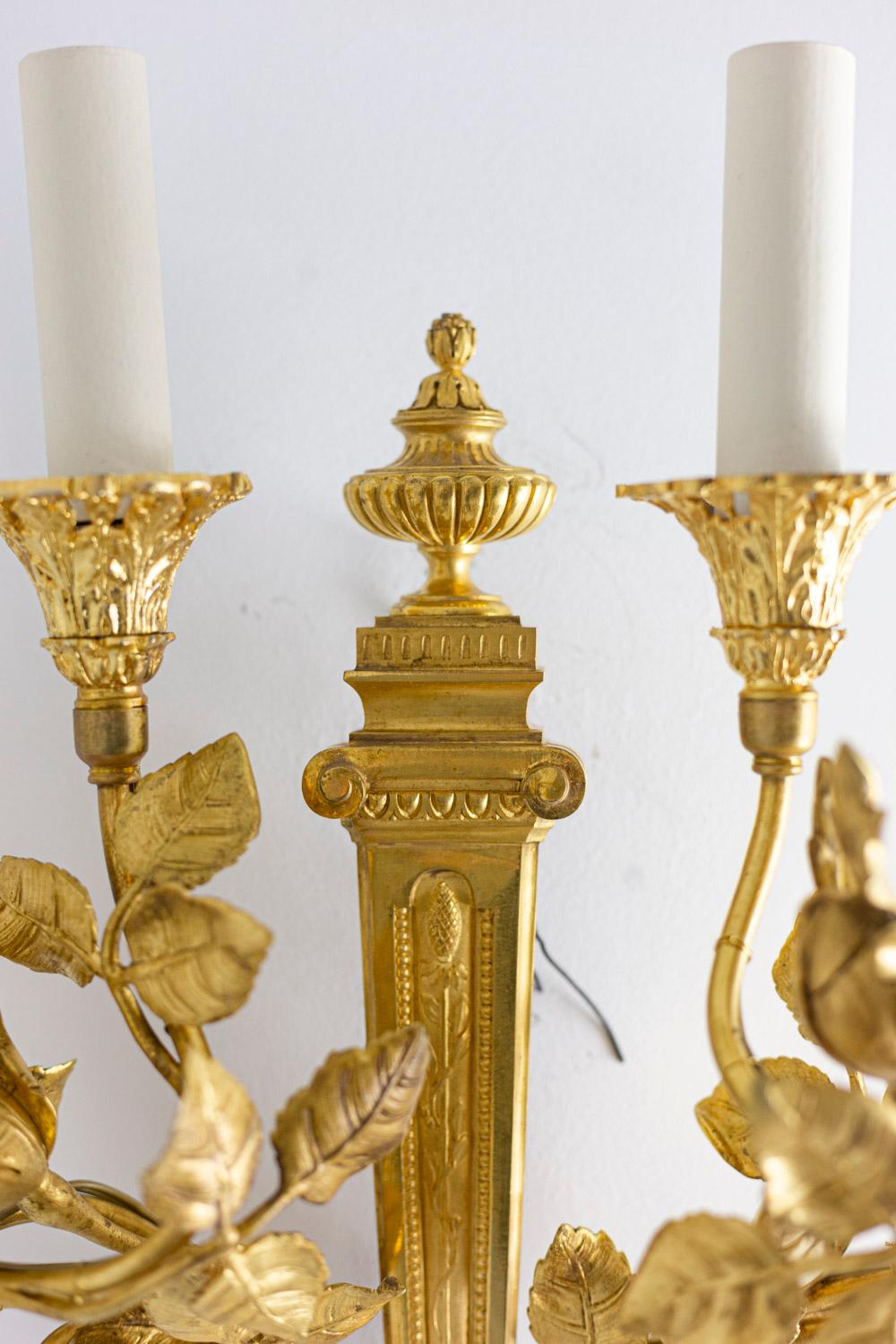 Louis XVI Style Wall Sconces in Gilt Bronze, 20th Century 2