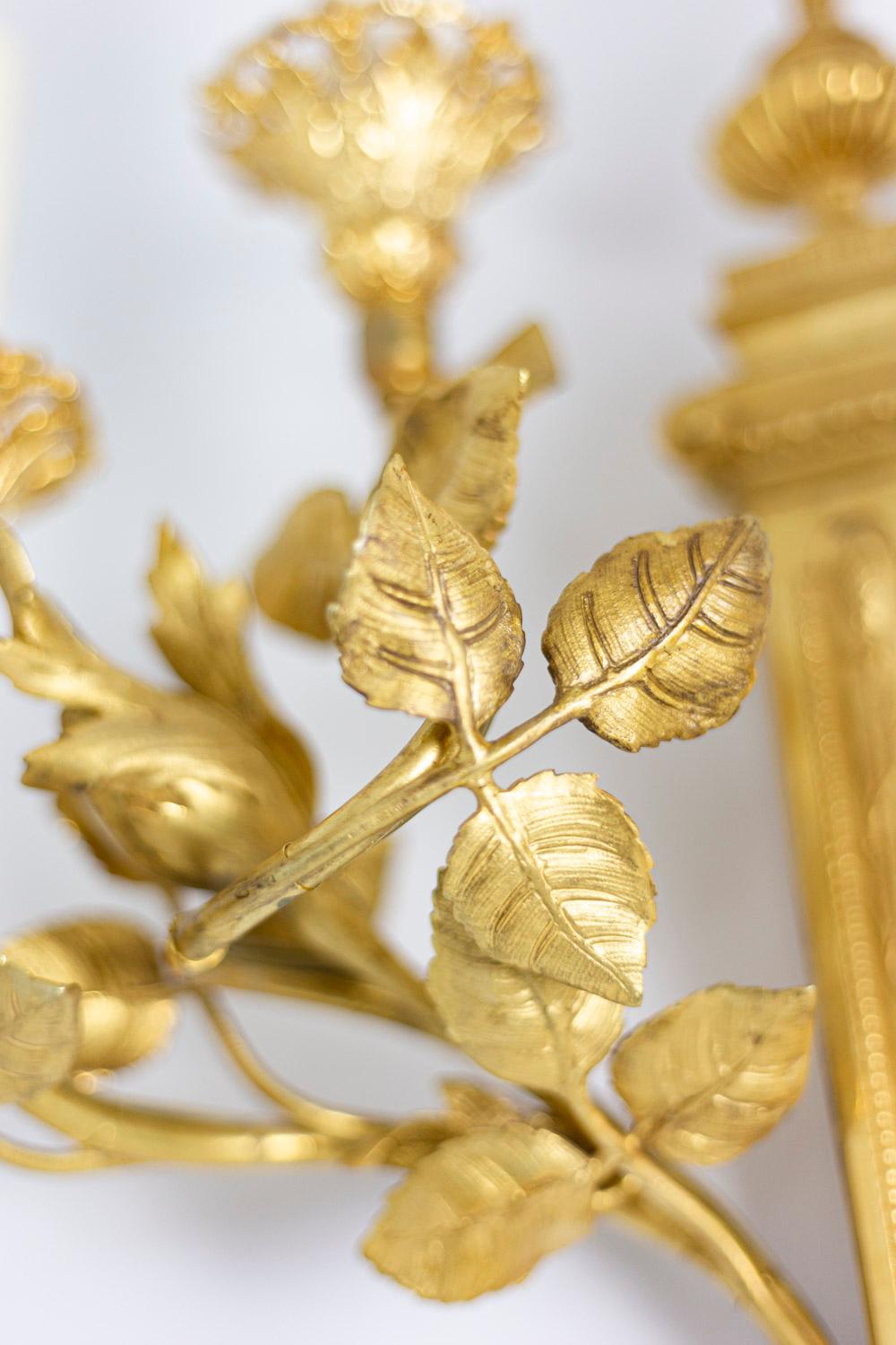 Louis XVI Style Wall Sconces in Gilt Bronze, 20th Century 3