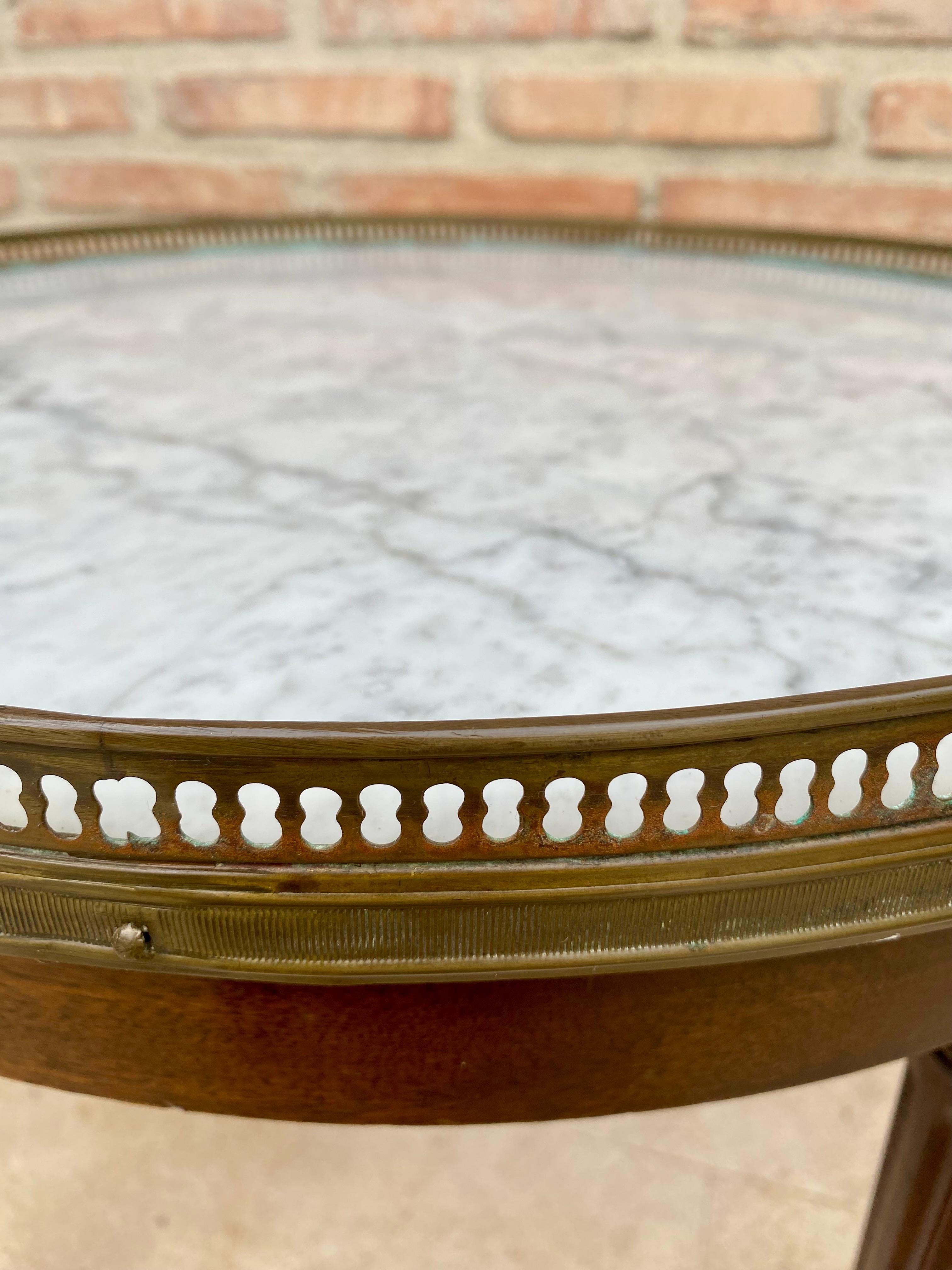 Louis XVI Style Walnut and Marble Top Bouillotte Table, 1890s For Sale 2
