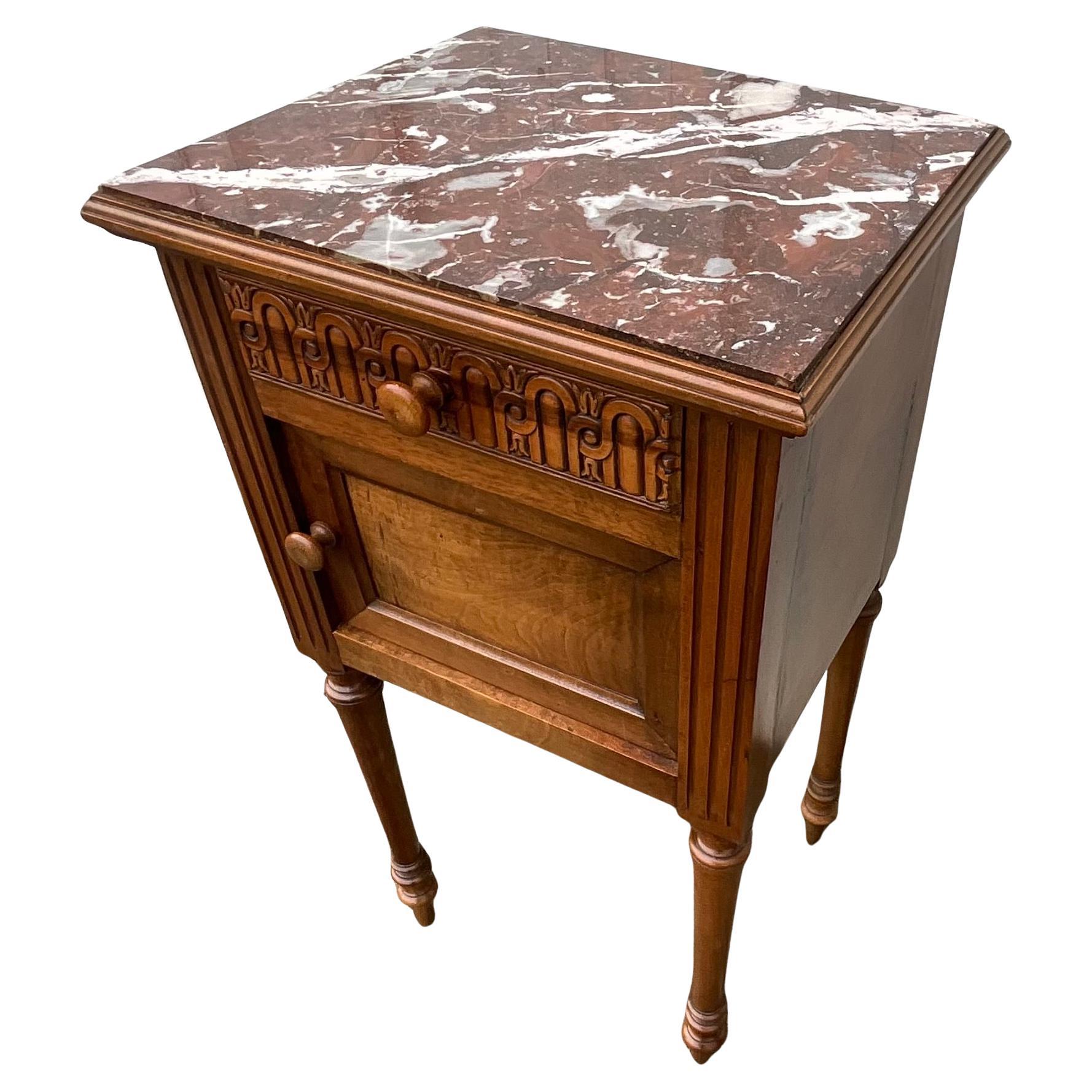 Louis XVI Style Walnut Bedside Table – Early 20th Century