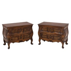 Louis XVI Style Walnut Bombe Chests, Pair