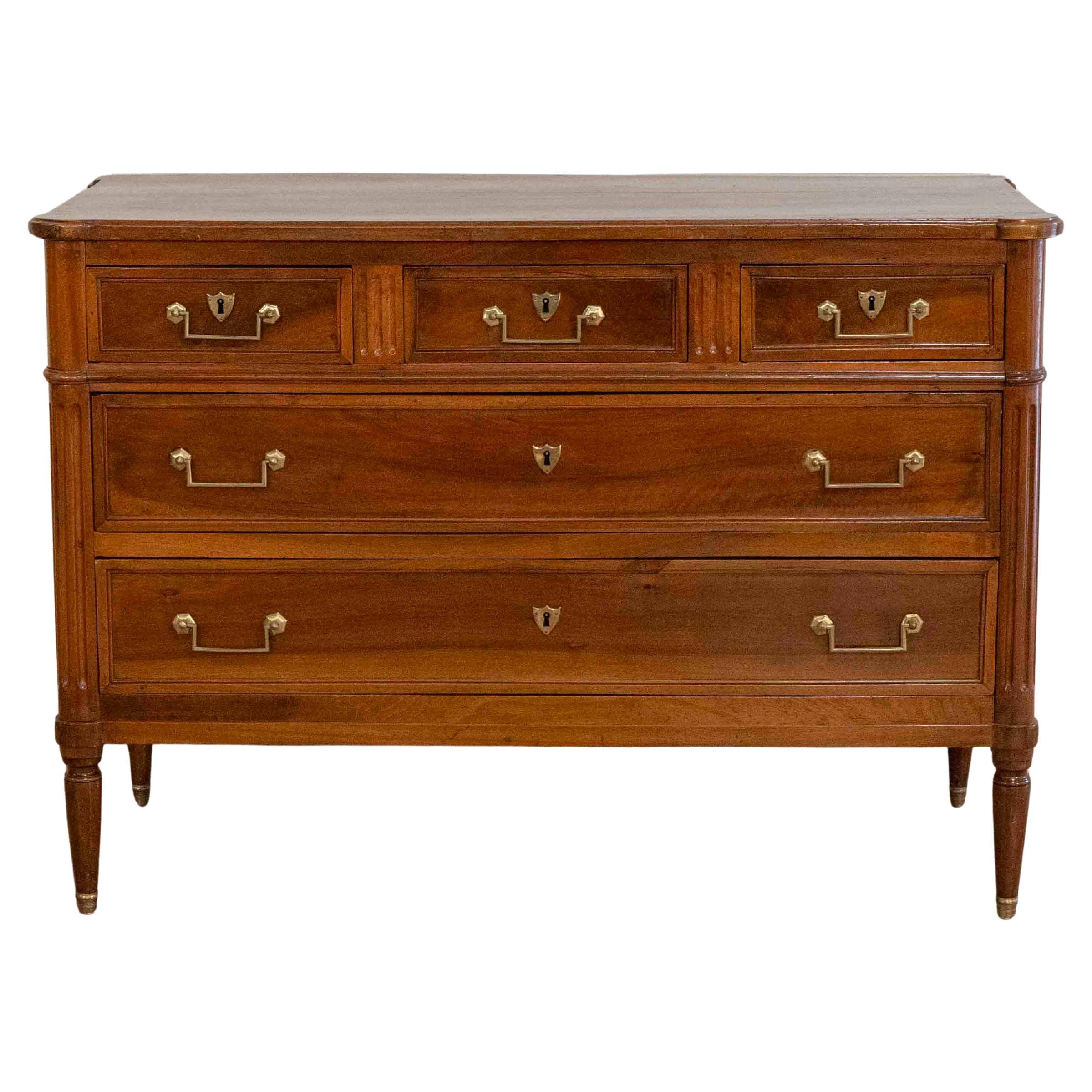 Louis XVI–Style Walnut Chest of Drawers, France, Early 19th Century