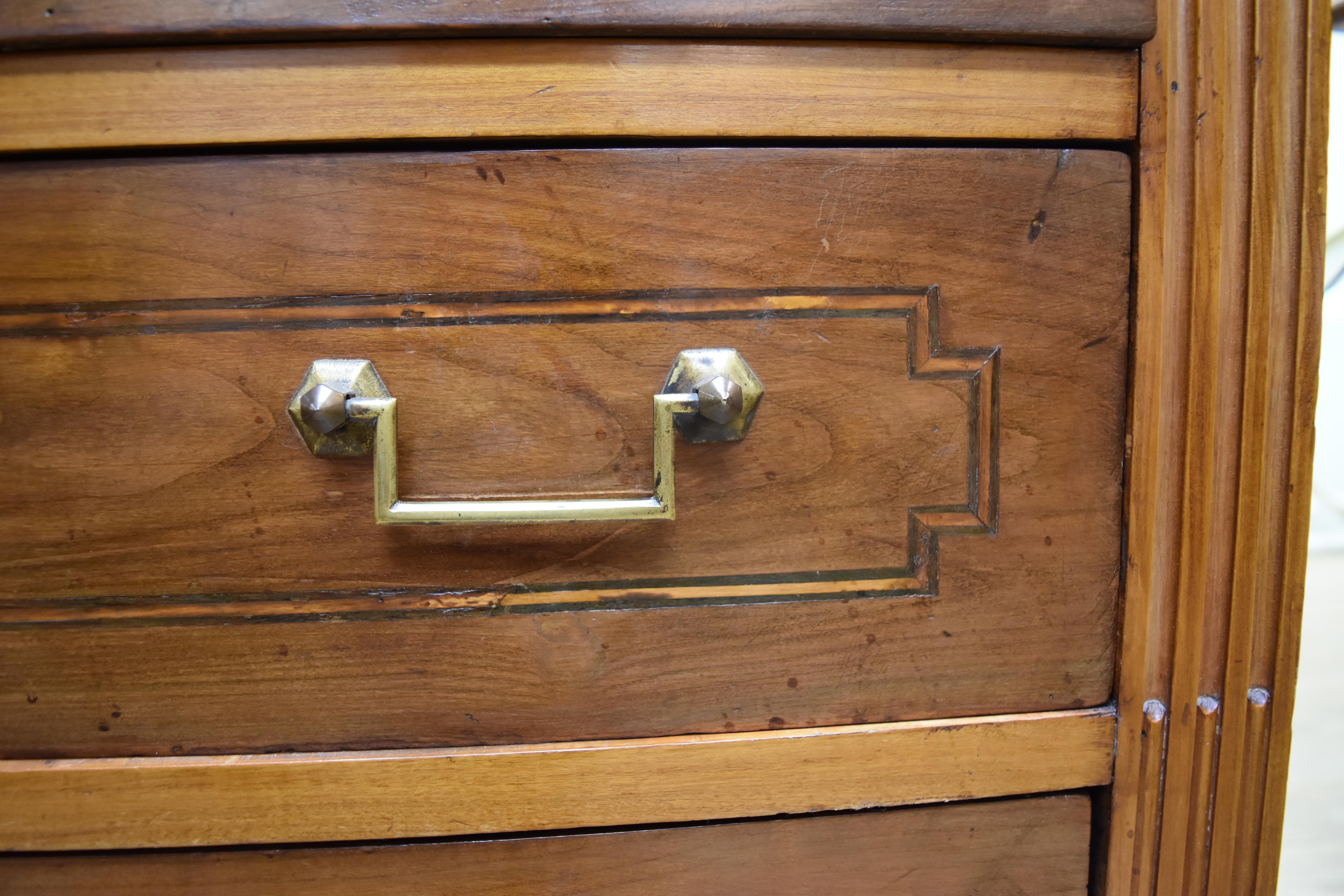 Louis XVI Style Walnut Chest with Marble Top For Sale 4