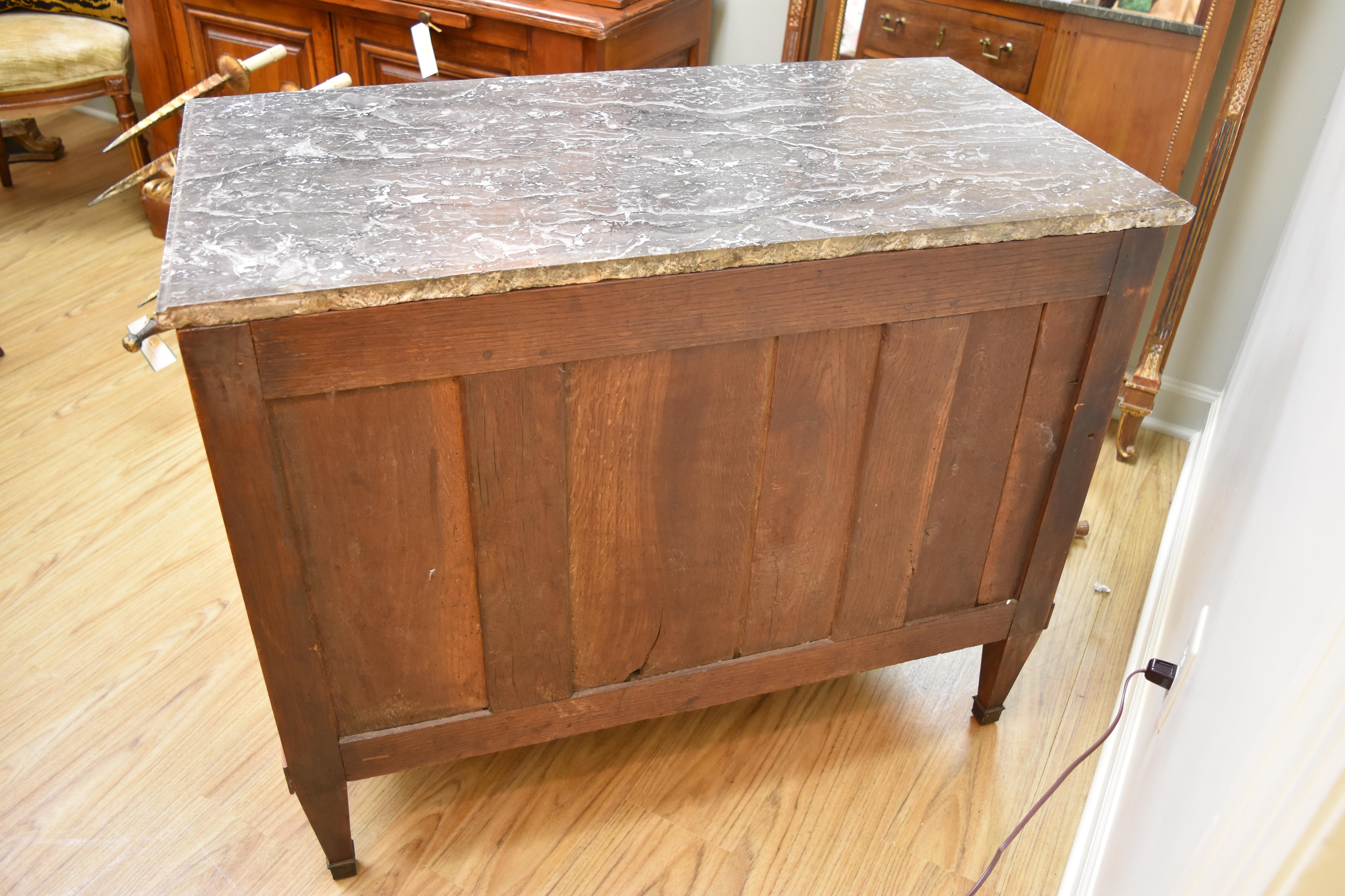 19th Century Louis XVI Style Walnut Chest with Marble Top For Sale