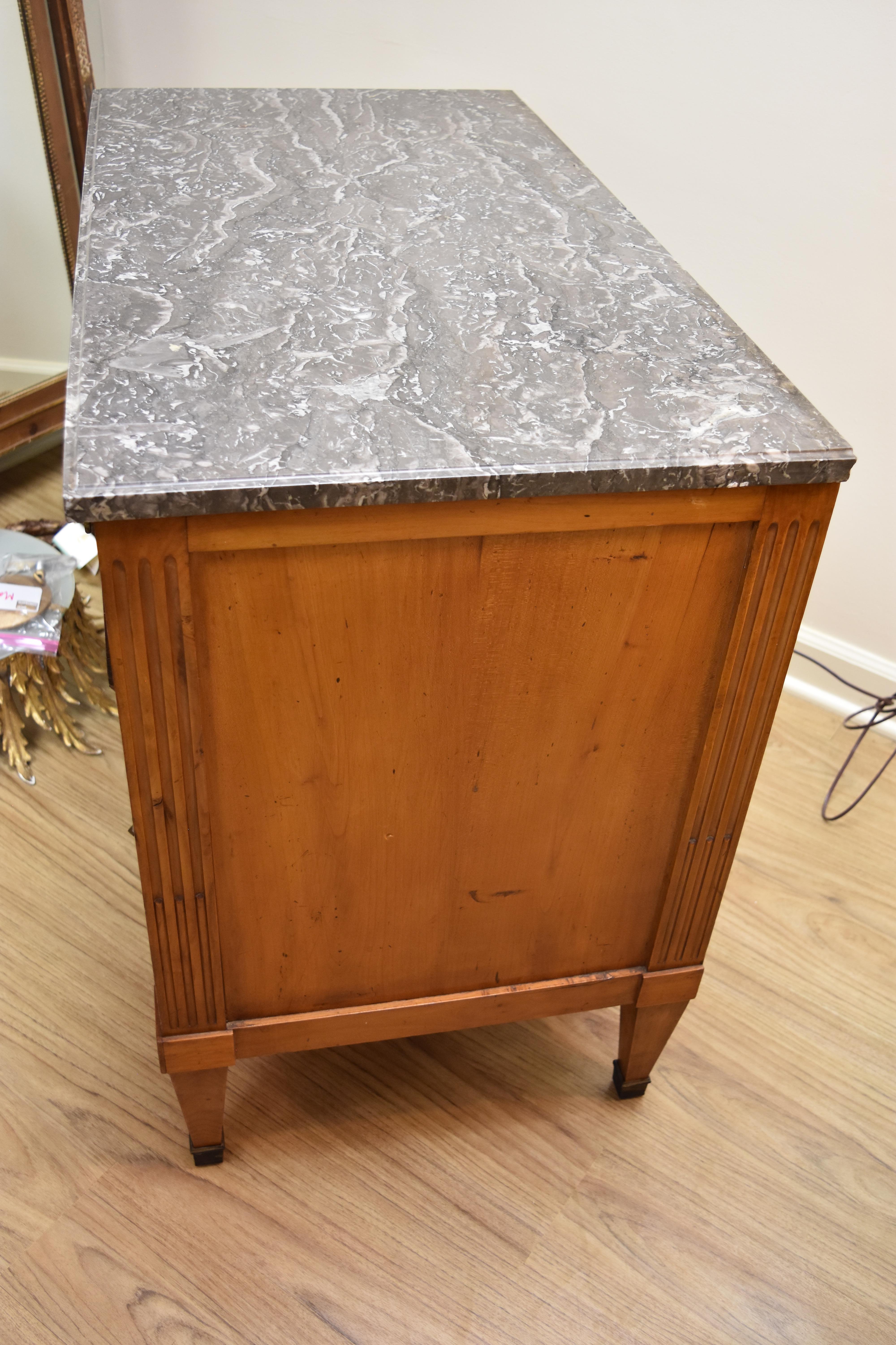 Louis XVI Style Walnut Chest with Marble Top For Sale 1