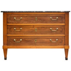 Louis XVI Style Walnut Chest with Marble Top