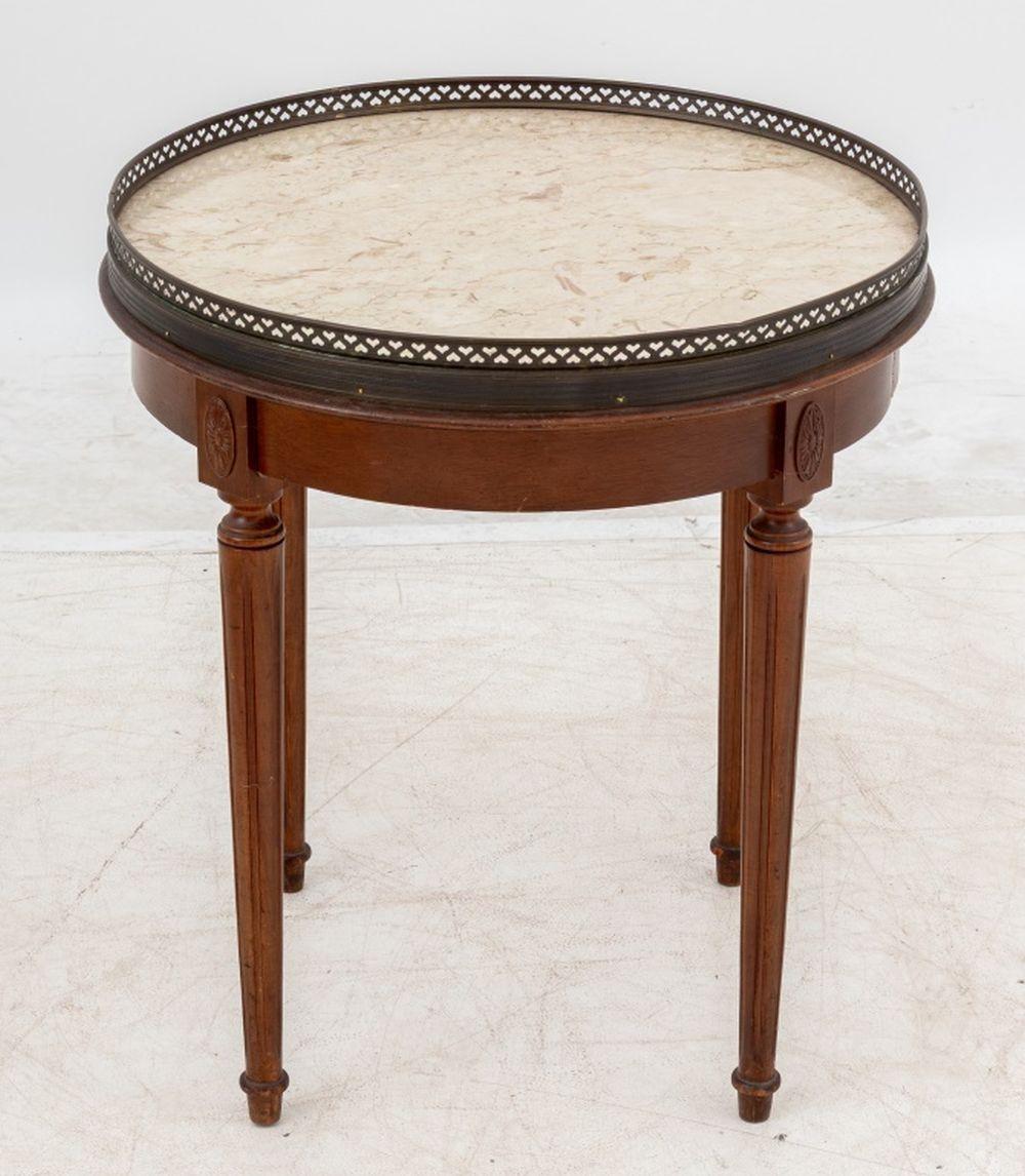 20th Century Louis XVI Style Walnut Circular Marble Top Table For Sale