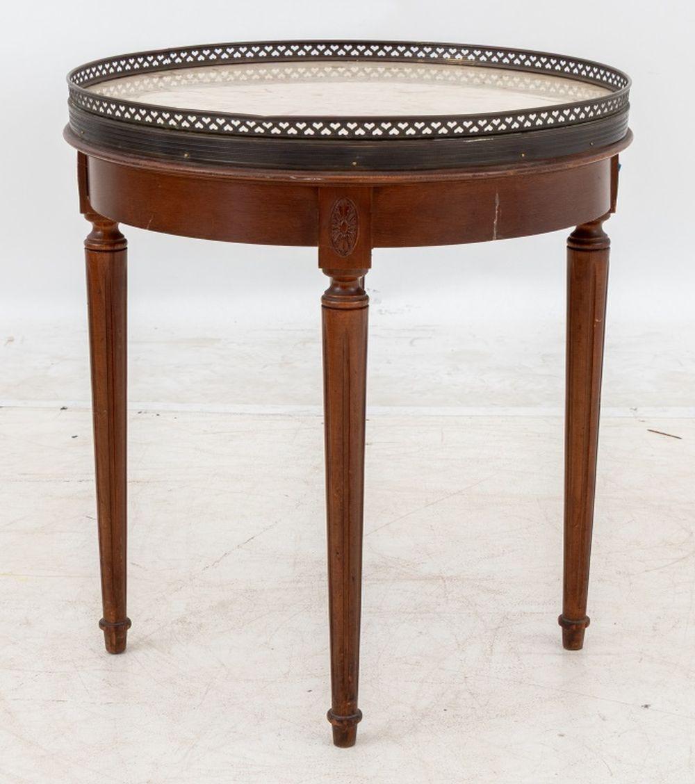 Louis XVI Style Walnut Circular Marble Top Table For Sale 3