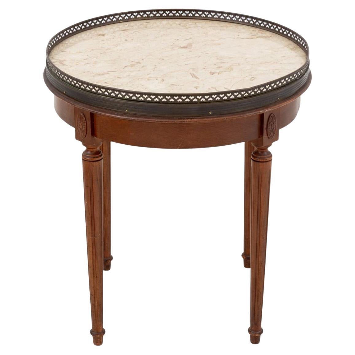 Louis XVI Style Walnut Circular Marble Top Table For Sale