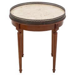 Louis XVI Style Walnut Circular Marble Top Table