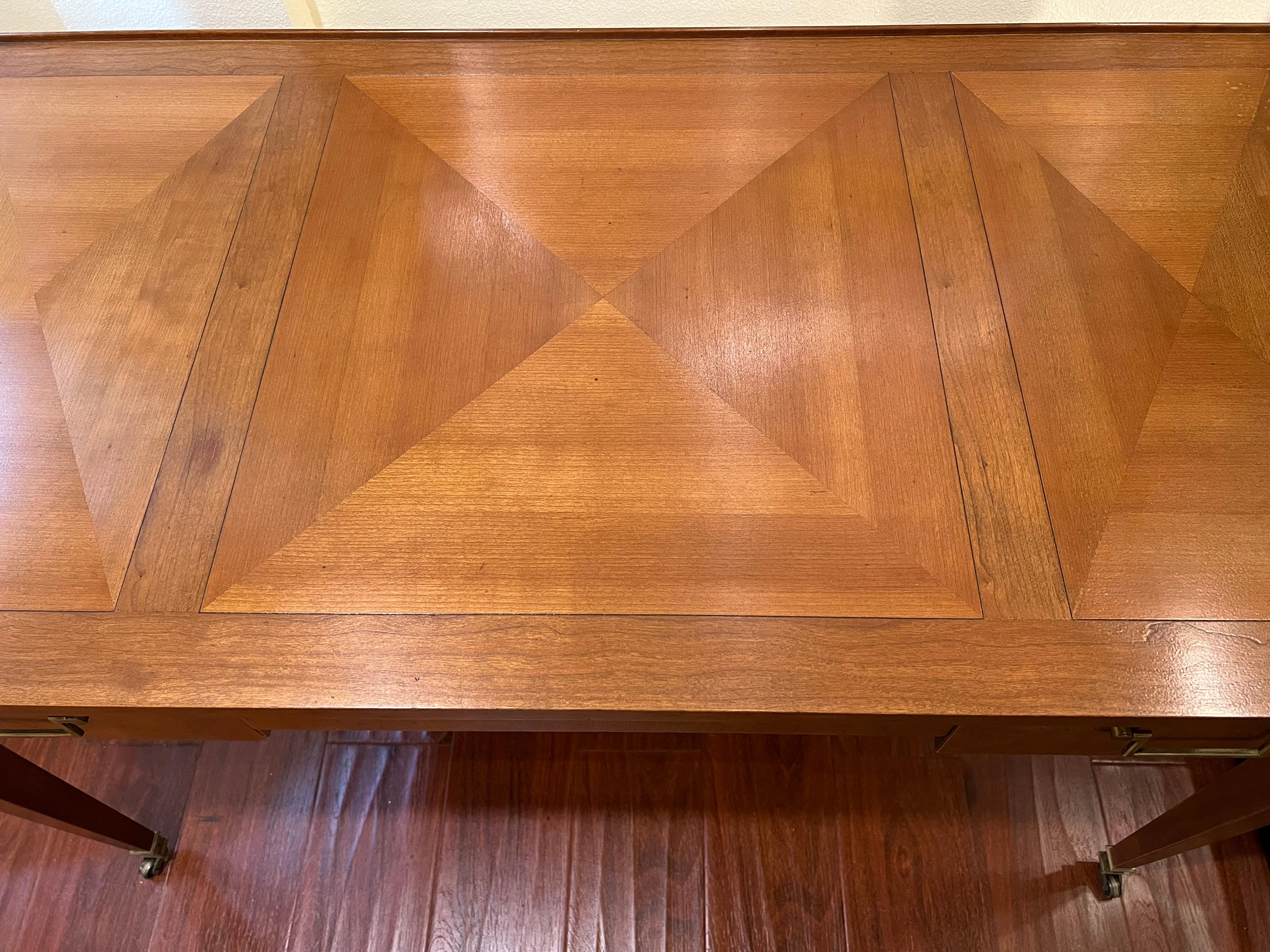 Louis XVI Style Walnut Desk by Baker Furniture In Good Condition In Pasadena, CA