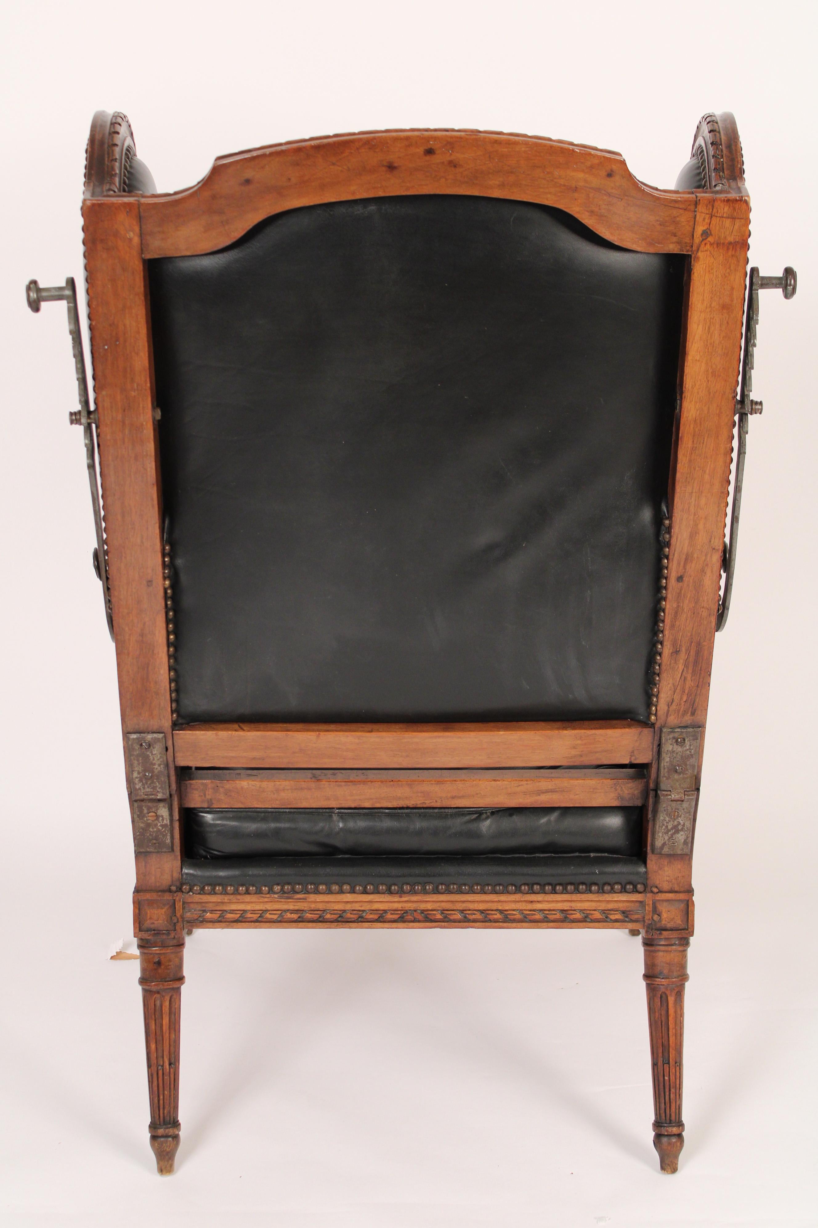 Leather Louis XVI Style Walnut Ducheese Brisee
