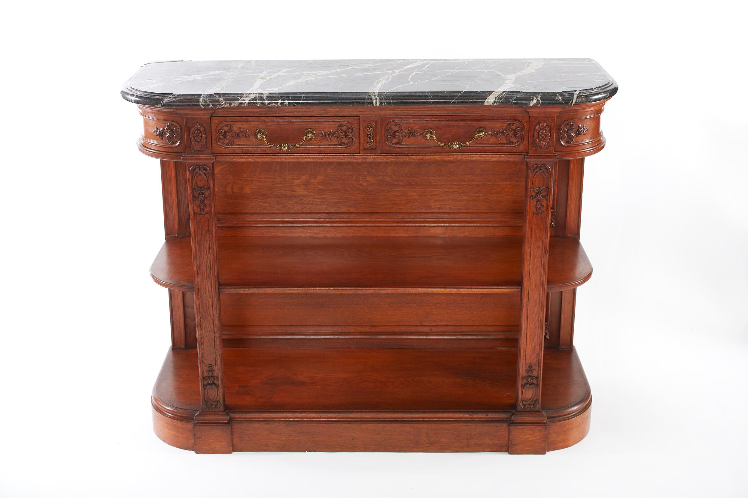 Louis XVI Style Walnut / Marble-Top Buffet / Server For Sale 4