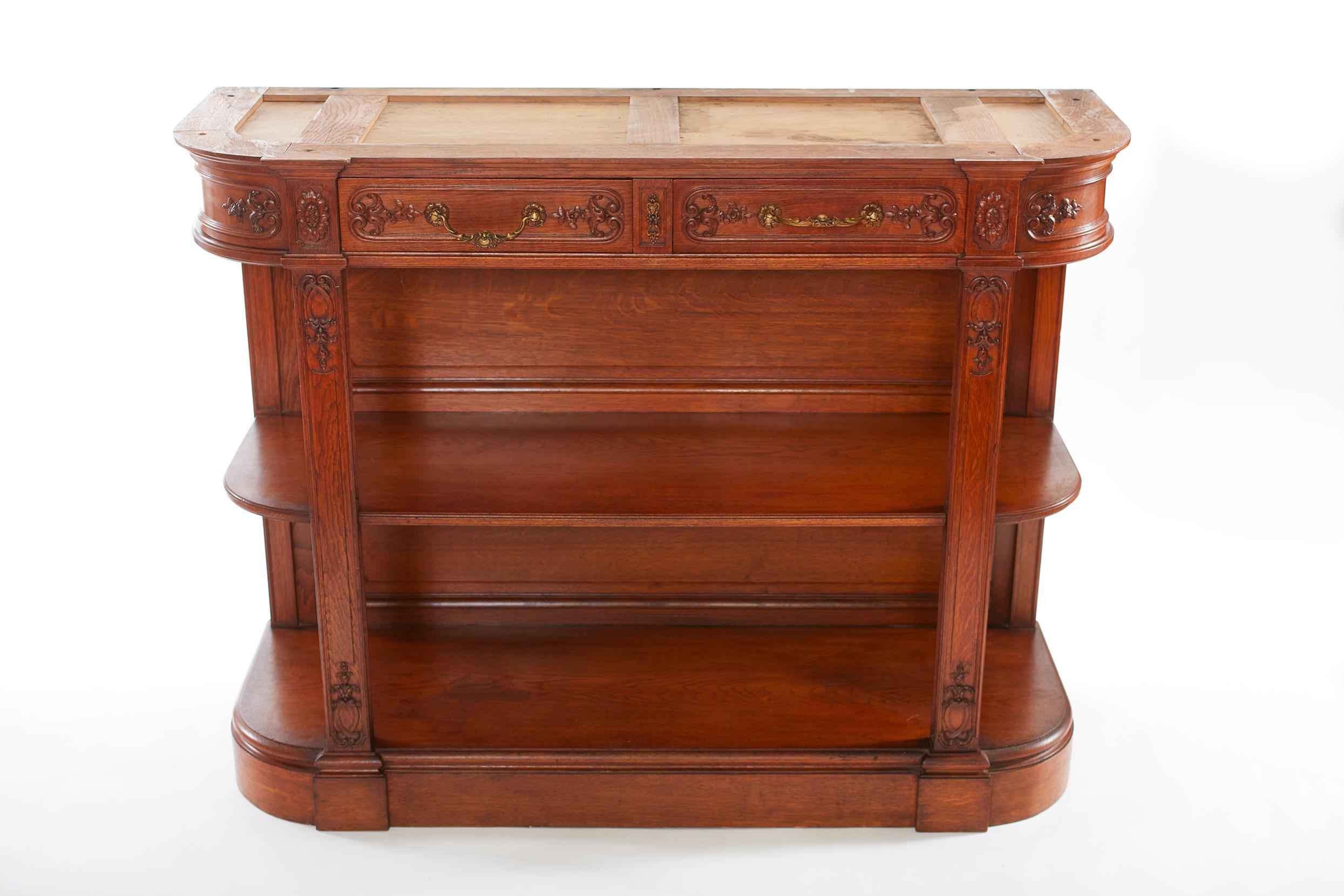 Hand-Carved Louis XVI Style Walnut / Marble-Top Buffet / Server For Sale