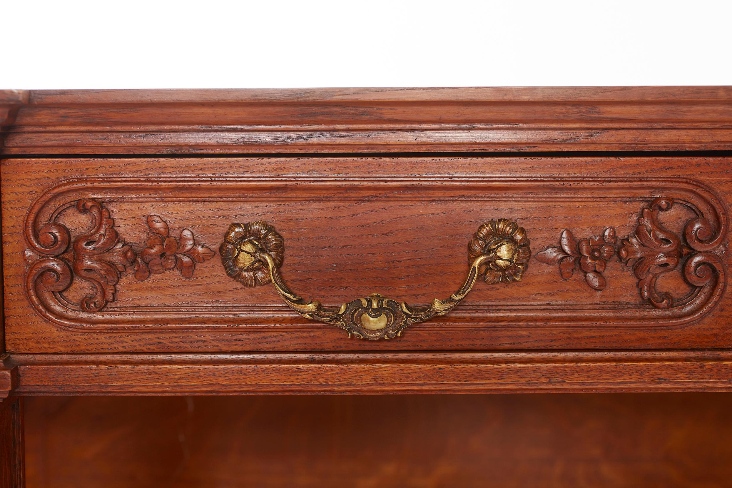 Louis XVI Style Walnut / Marble-Top Buffet / Server In Good Condition For Sale In Tarry Town, NY