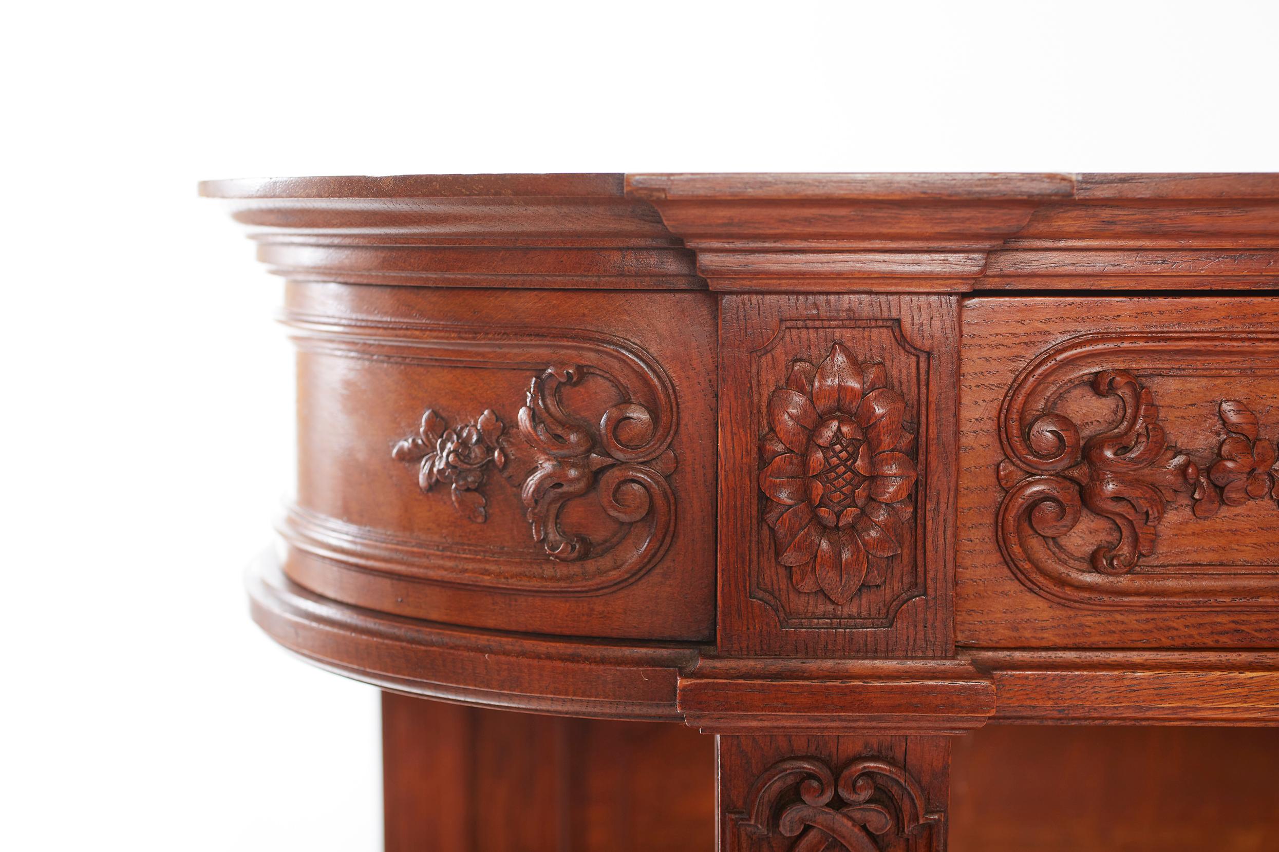 Brass Louis XVI Style Walnut / Marble-Top Buffet / Server For Sale