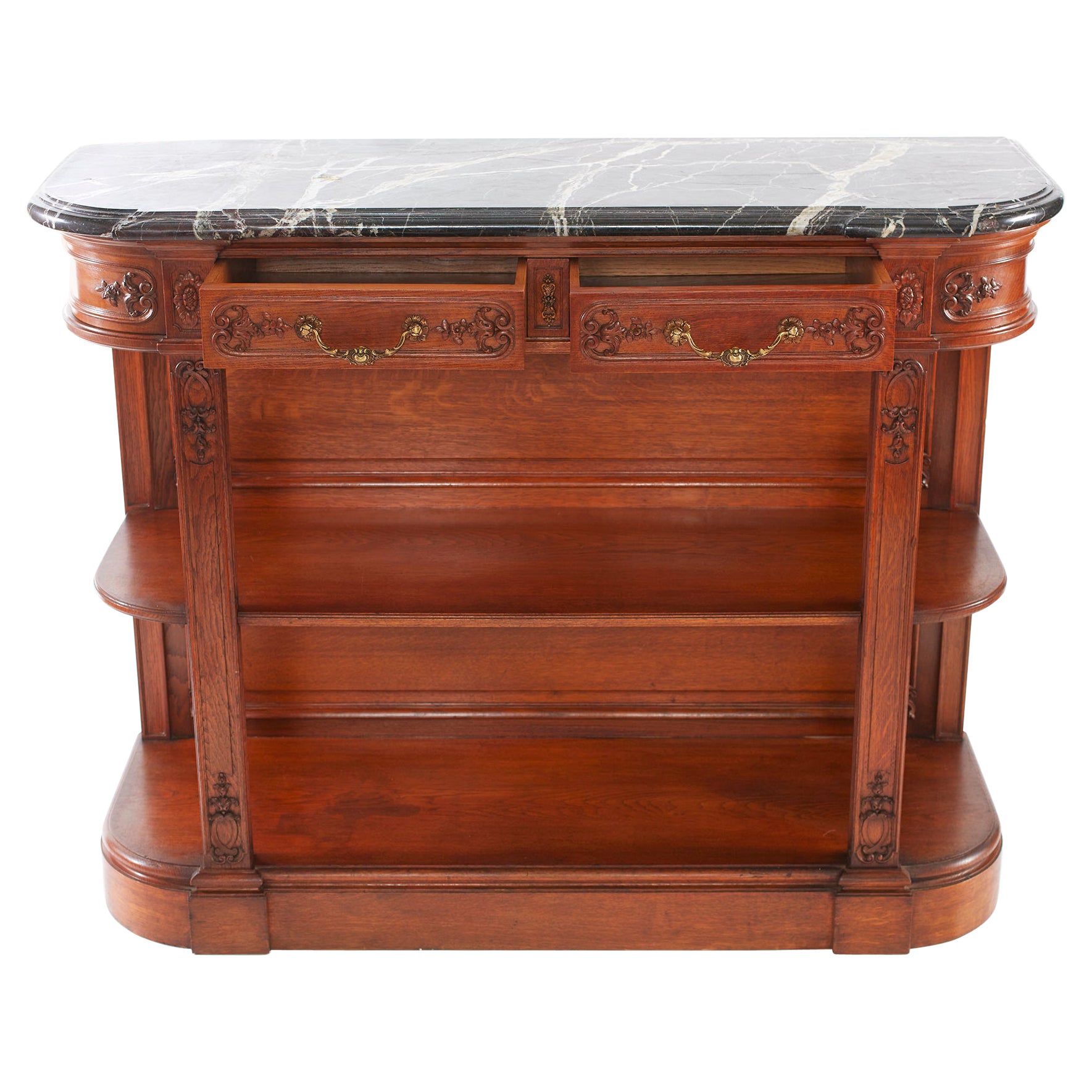 Louis XVI Style Walnut / Marble-Top Buffet / Server