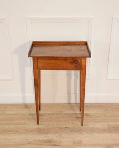 Louis XVI–Style Walnut Side Table with Gallery Top, France