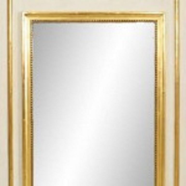 Français Trumeau / Miroir Mural de Style Louis XVI à Motif Artistique Peint en Blanc et Or en vente